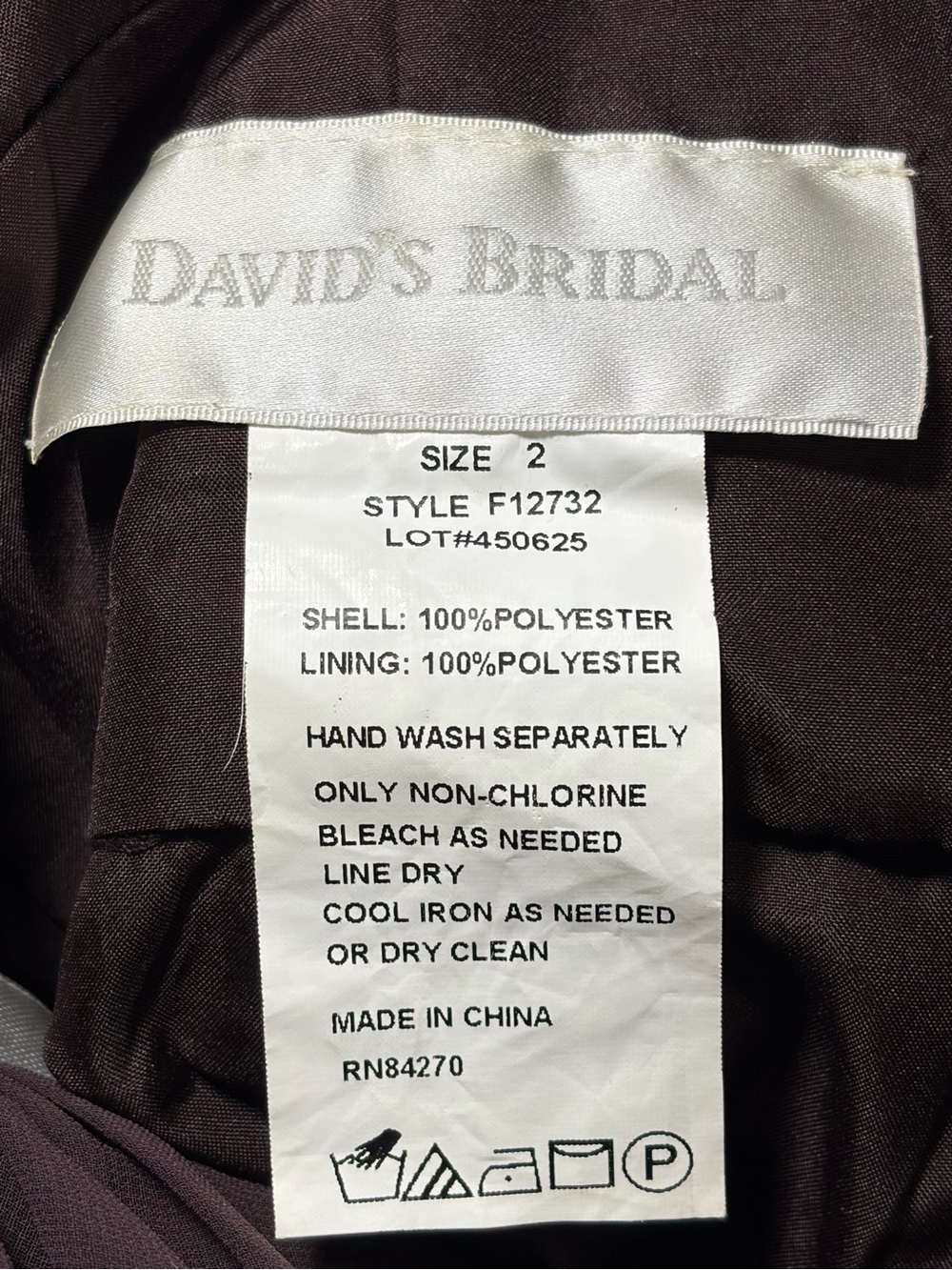NWT David's Bridal Chiffon & Charmeuse Truffle Long Evening Gown (2) - Picture 8 of 12